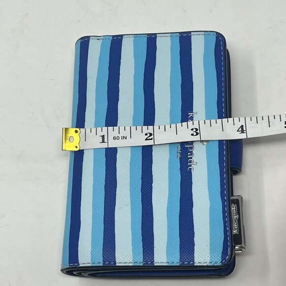Kate Spade Schuyler Wave Stripe Medium Company Bifold Wallet blue - Picture 10 of 11